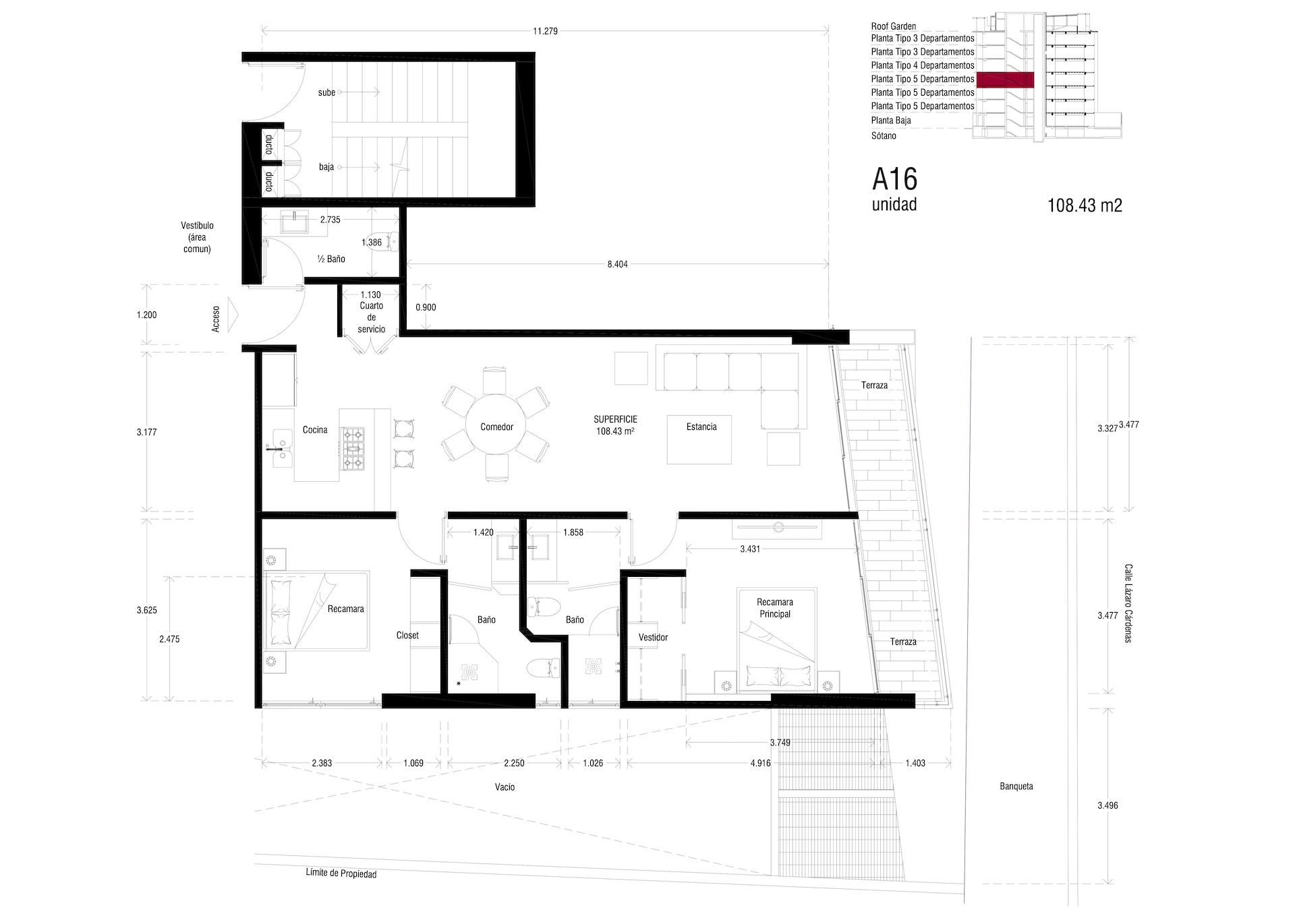 Planos del Condominio A-16 The One Residences, Bucerías