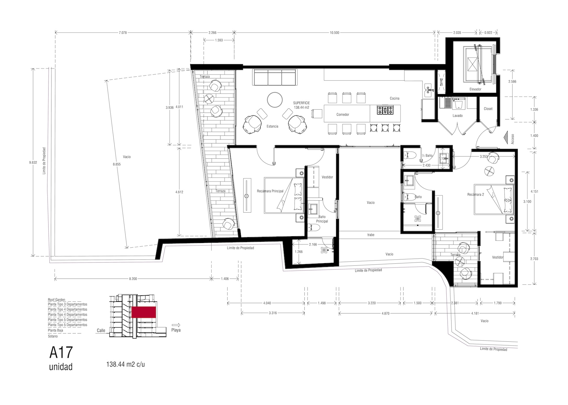 Planos del Condominio A-17 The One Residences, Bucerías