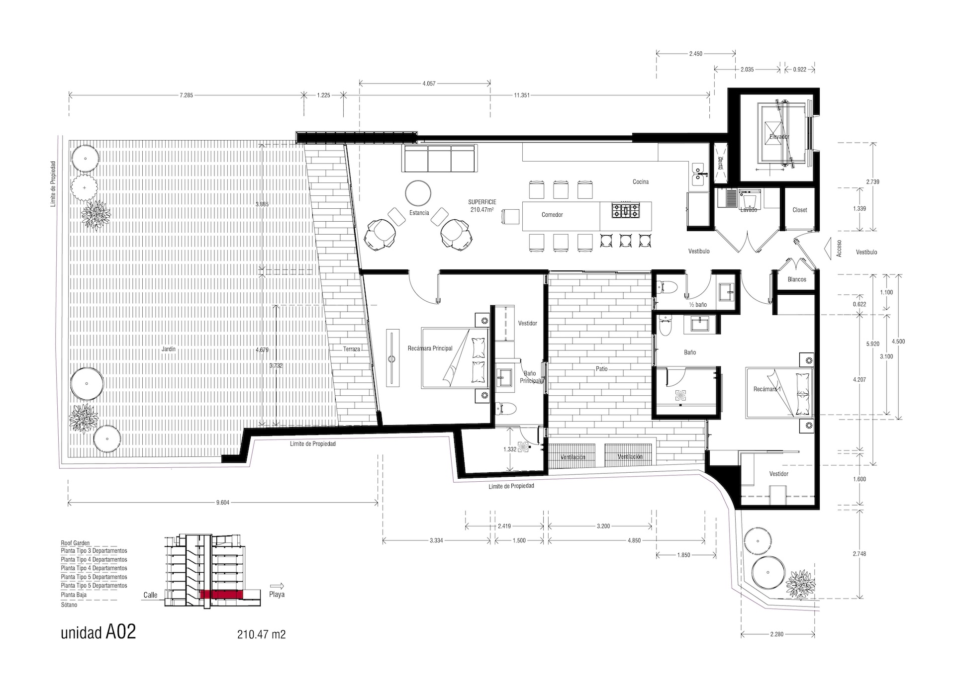 Planos del Condominio A-02 The One Residences, Bucerías