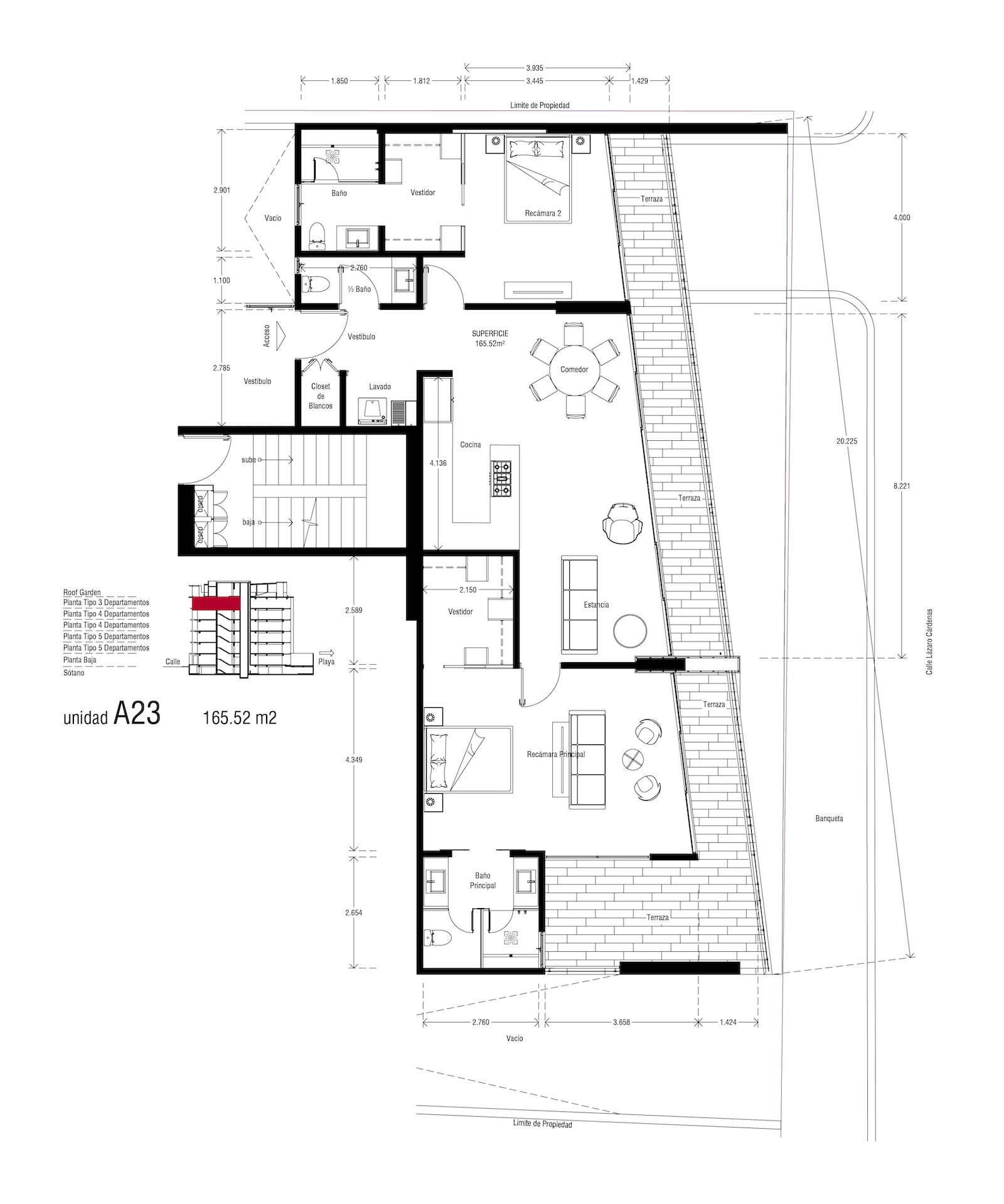 Planos del Condominio A-23 The One Residences, Bucerías