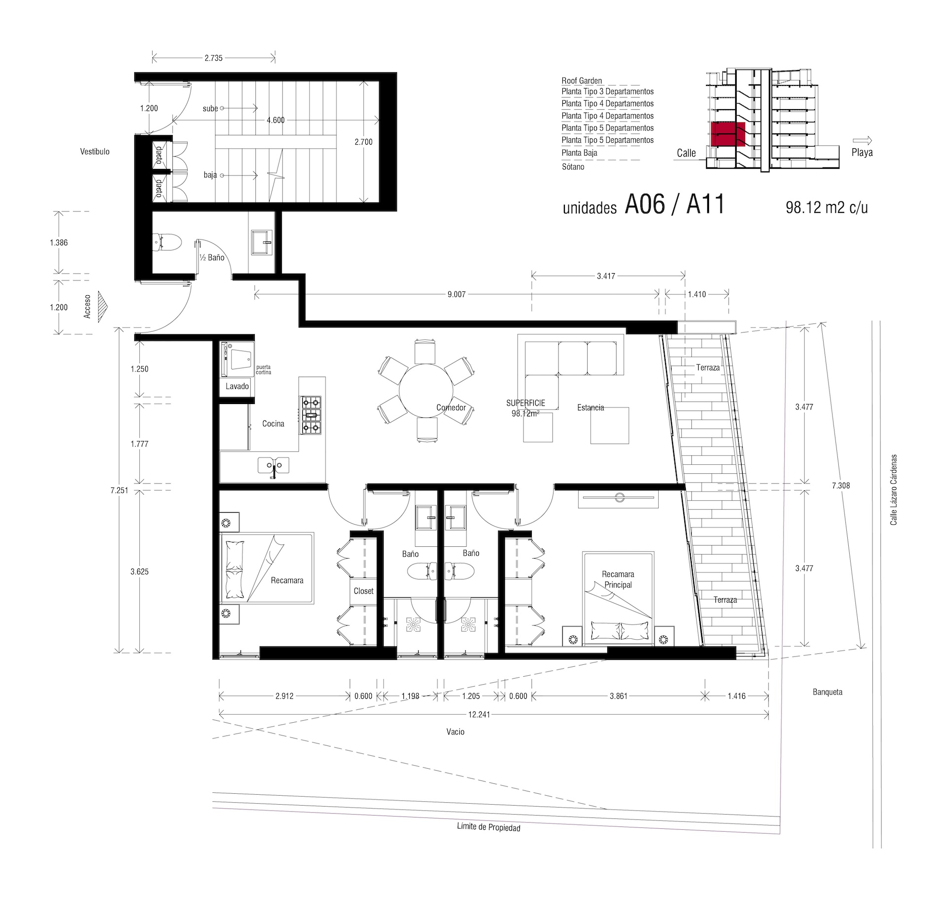 Planos del Condominio A-11 The One Residences, Bucerías