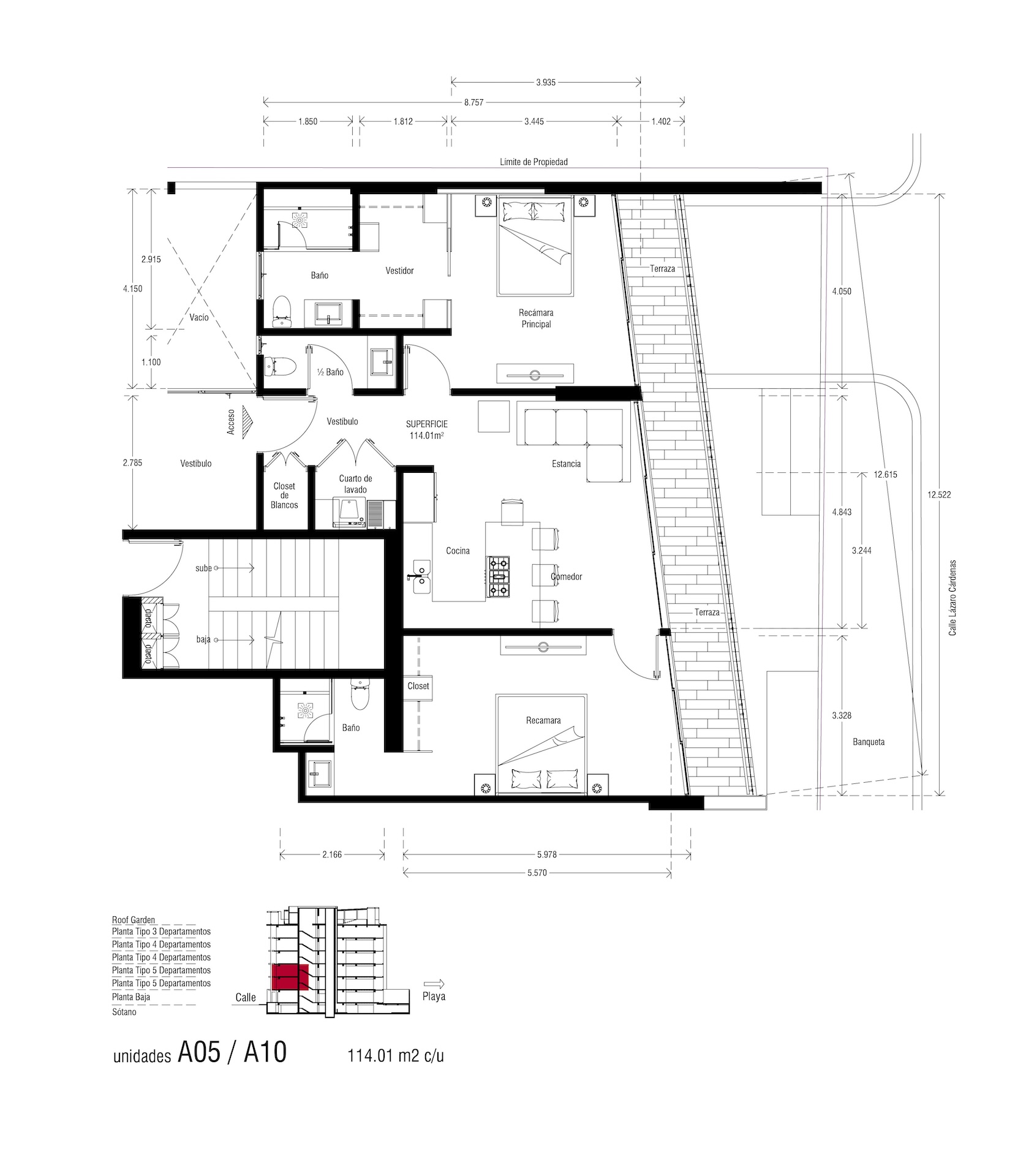 Planos del Condominio A-05 The One Residences, Bucerías