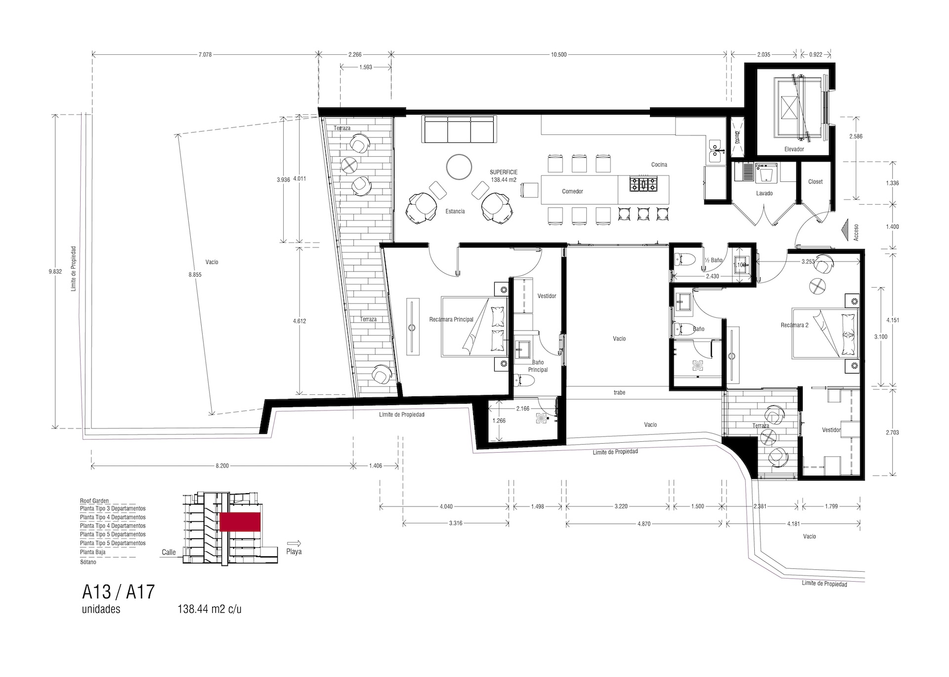 Planos del Condominio A-17 The One Residences, Bucerías